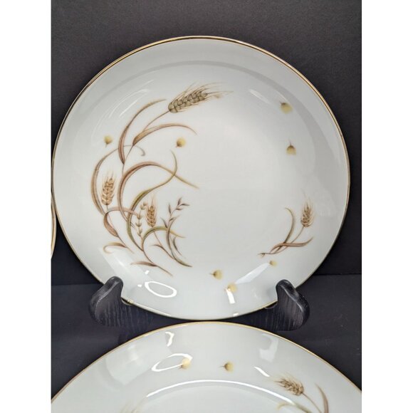 Yamaka China Autumn Pride 7 1/2"  Coupe Soup Bowls 22K Gold Trim Set of 4 - Picture 5 of 11